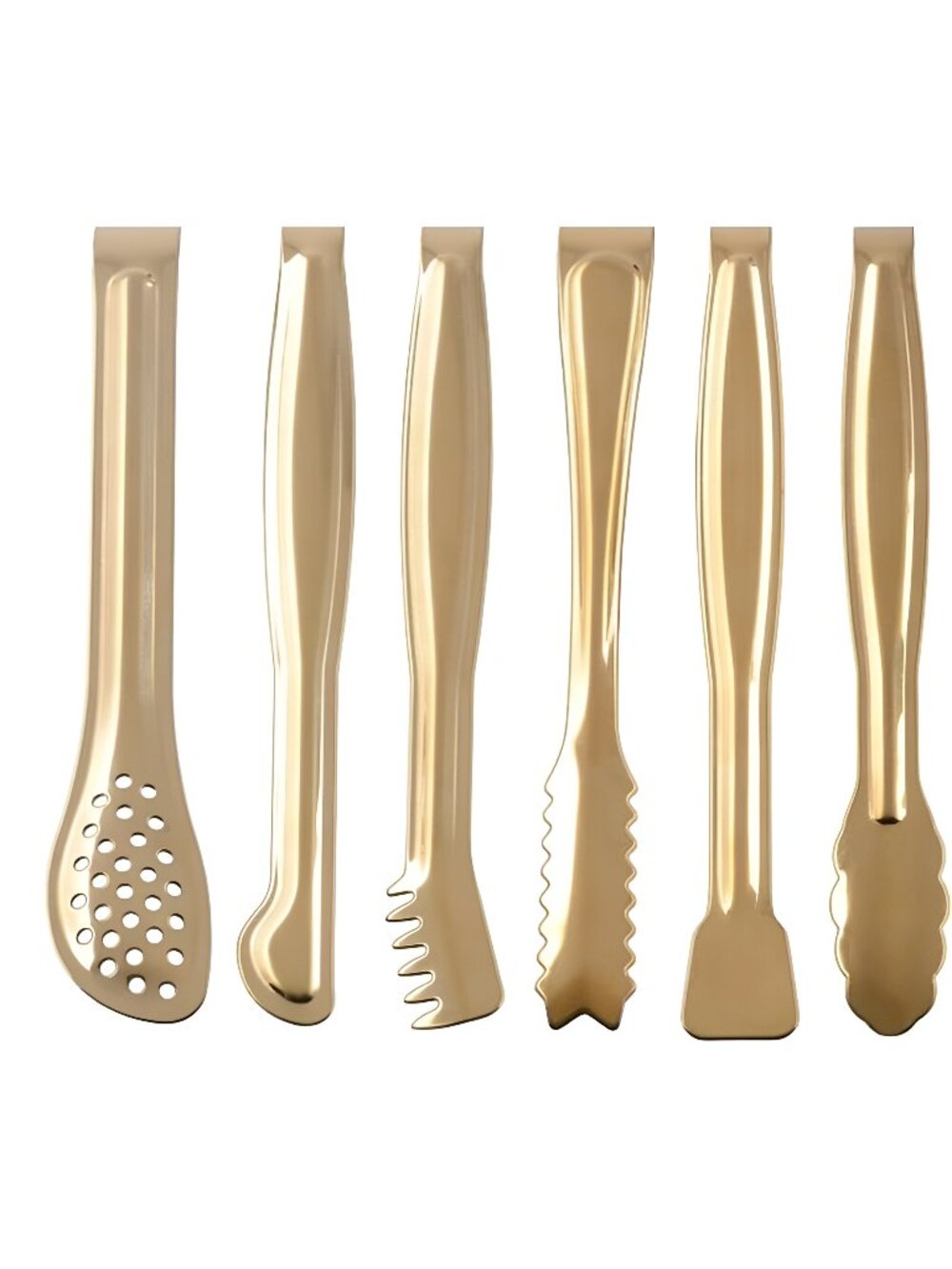 Gold Plated Mini Serving Tongs Set 6"Appetizers Tongs Stainless Steel, Set of 6